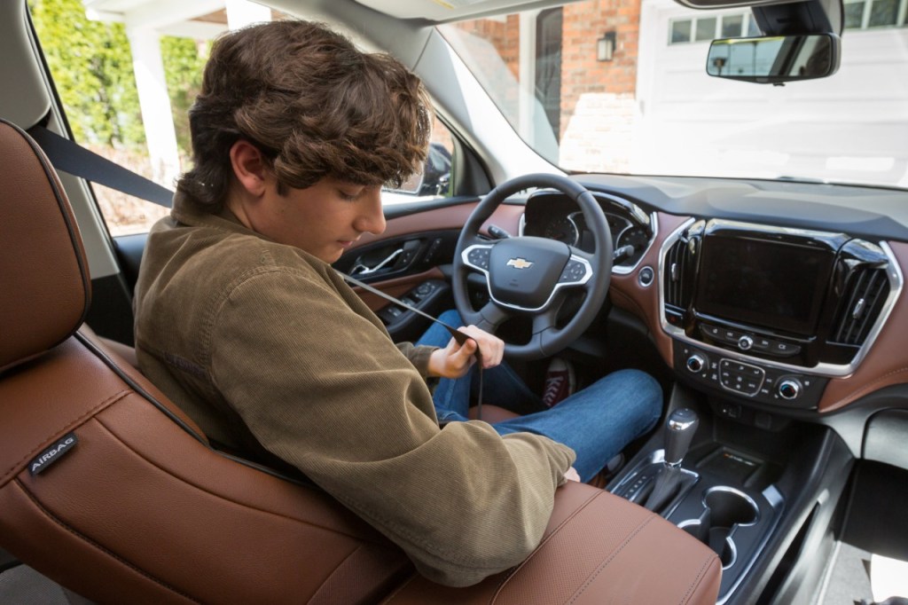 Chevrolet’s industry-first Buckle to Drive feature is available when the vehicle is in Teen Driver mode.
